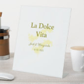 La Dolce Vita yellowのカップル結婚の名前の日付glit 台座サイン (インサイチュ)