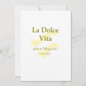La Dolce Vita yellowのカップル結婚の名前の日付glit 招待状 (裏面)