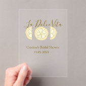 La Dolce Vita yellow lemon bridal shower pastel bo アクリル招待状 (インサイチュ (ポータブル))