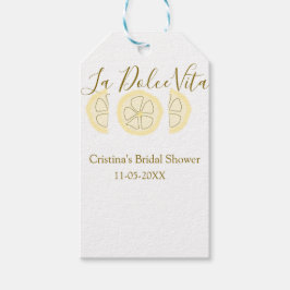 La Dolce Vita yellow lemon bridal shower pastel bo ギフトタグ