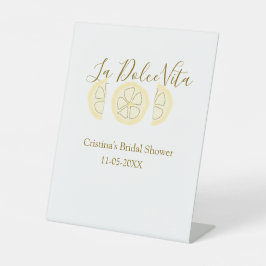 La Dolce Vita yellow lemon bridal shower pastel bo 台座サイン