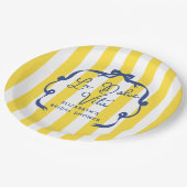 La Dolce Vita Yellow Stripe Bridal Shower ペーパープレート (アングル)
