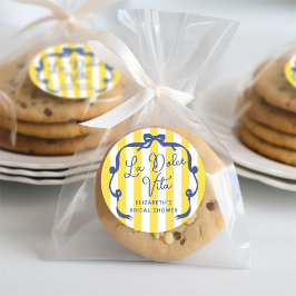 La Dolce Vita Yellow Stripe Bridal Shower ラウンドシール