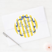 La Dolce Vita Yellow Stripe Bridal Shower ラウンドシール (封筒)