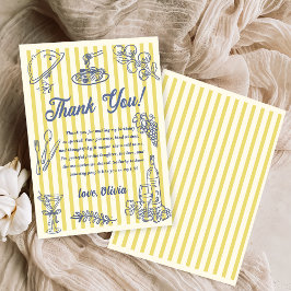 La Dolce Vita Yellow Stripes Thank You Card 招待状