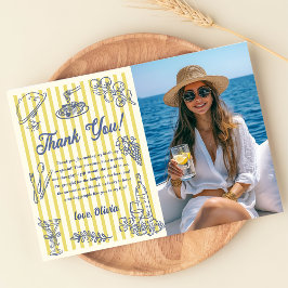La Dolce Vita Yellow Stripes Thank You Card Photo  招待状