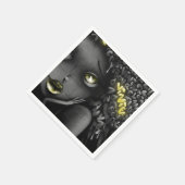 La femme graffiti noir et blanc et jaune スタンダードカクテルナプキン (角)