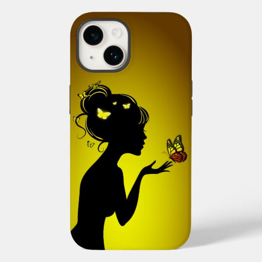 La femme papillons jaunes Case-Mate iPhoneケース (裏面)