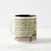 La Fleche 1655年のイエズス会士の大学の眺め ツートーンマグカップ (正面左)