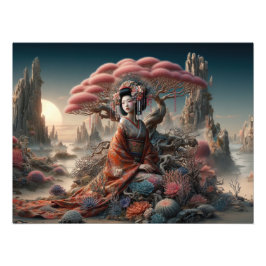 La geisha et l'arbre corail  フォトプリント           