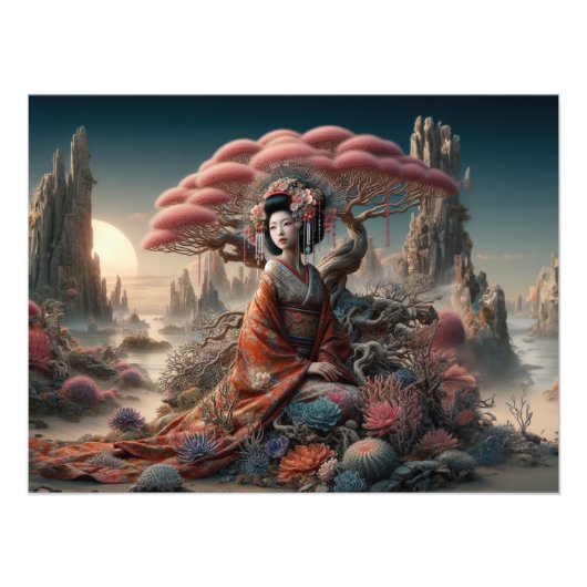 La geisha et l'arbre corail  フォトプリント            (正面)