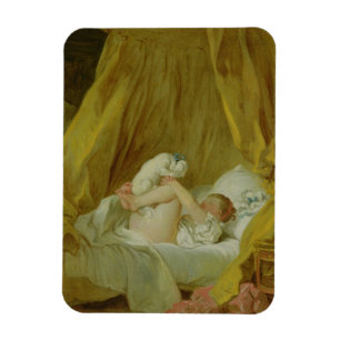 「La Gimblette」、犬を持つ女の子、c.1770 (カリフォルニアの油 マグネット