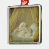 「La Gimblette」、犬を持つ女の子、c.1770 (カリフォルニアの油 メタルオーナメント (左)