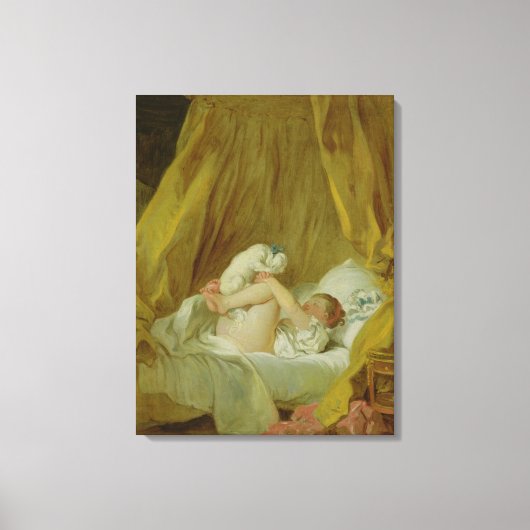 "La Gimblette", Girl with a Dog, c.1770 (caの油) キャンバスプリント (正面)