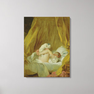 "La Gimblette", Girl with a Dog, c.1770 (caの油) キャンバスプリント