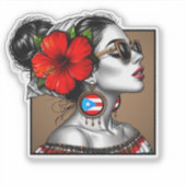 La Jíbaraza 13 – Puerto Rican Jíbara Art Boricua  シール (正面)