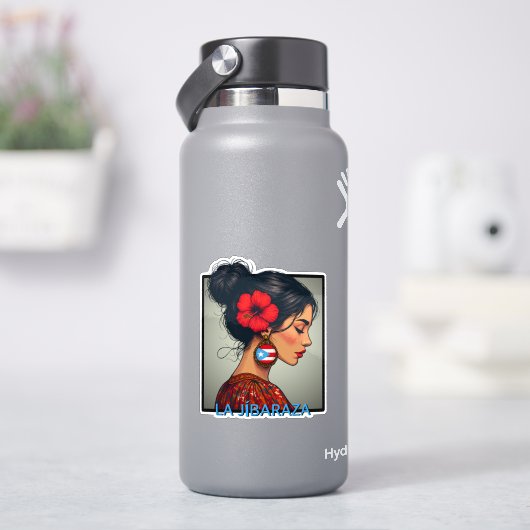 La Jíbaraza 14 – Puerto Rican Jíbara Art Boricua  シール (HydroFlask)