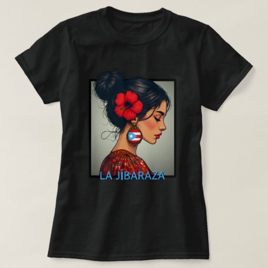 La Jibaraza 14 – Puerto Rican Jíbara • Boricua Tシャツ (デザイン正面)