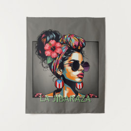 La Jíbaraza 3 – プエルトリコのヒバラ美人アート Boricua タペストリー
