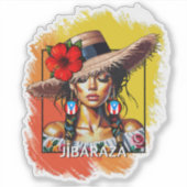 La Jíbaraza 5 – Puerto Rican Jíbara Art • Boricua  シール (正面)