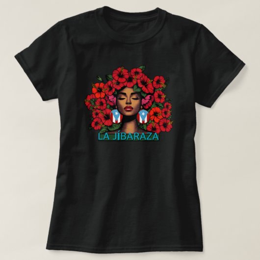 La Jibaraza 7 – プエルトリコの女性 • ボリクア Tシャツ (デザイン正面)