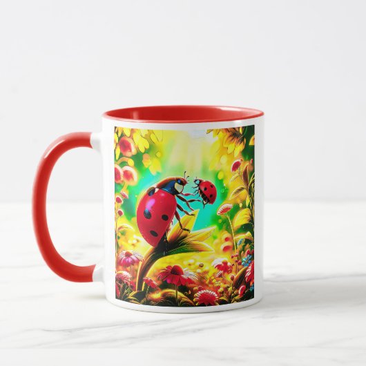 La jolie coccinelle et son adorable bébé マグカップ (左)