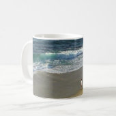 La Jollaの入江の海のビーチの砂波 コーヒーマグカップ (正面左)