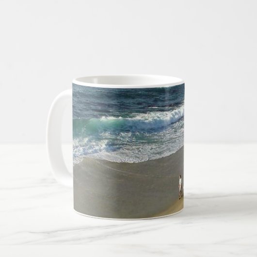 La Jollaの入江の海のビーチの砂波 コーヒーマグカップ (正面左)