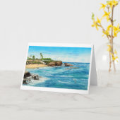 LA JOLLAの入江、LA JOLLA、カリフォルニア カード (黄色い花)