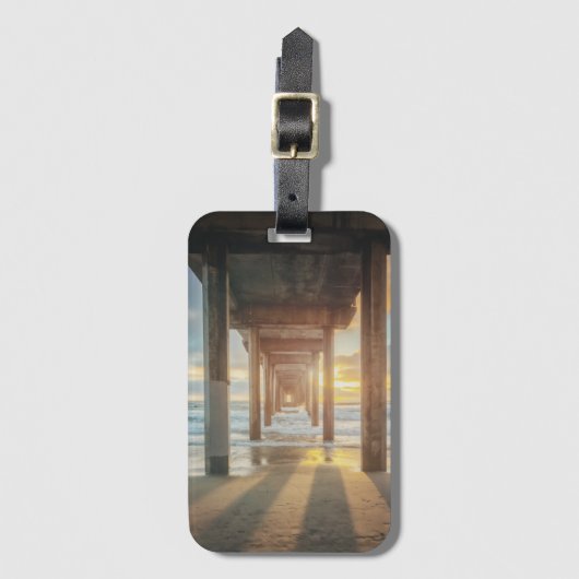 La Jollaの日没|サンディエゴのScrippsの桟橋 ラゲッジタグ (正面縦)