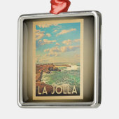 La Jollaカリフォルニアのオーナメントのヴィンテージ旅行 メタルオーナメント (左)