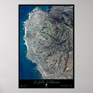 La Jolla, California衛星ポスタープリント地図 ポスター