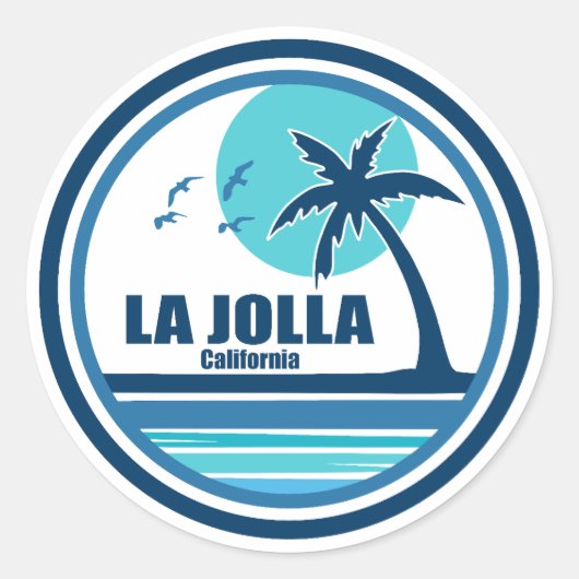 La Jolla California Palm Tree Birds ラウンドシール (正面)