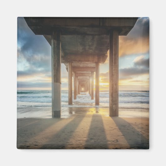 La Jolla、Scripps'S Pier At Sunset |サンディエゴ マグネット (正面)