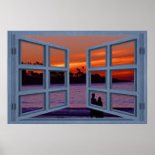 La Jolla Sunset Blue 6 Pane Open Window Poster ポスター (正面)
