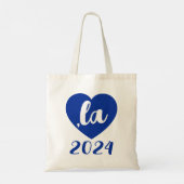 "la KAMALA heart 2024"ブルーの手書き風テキスト トートバッグ (裏面)