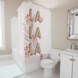 LA LA-トレンディーローズガーリーゴールドフラワーモチベーション シャワーカーテン