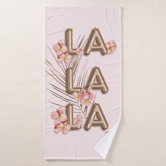 LA LA-トレンディーローズガーリーゴールドフラワーモチベーション バスタオル (バスタオル)