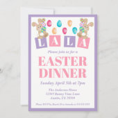 La La Easter Bunny Easter Dinner Invitation 招待状 (正面)