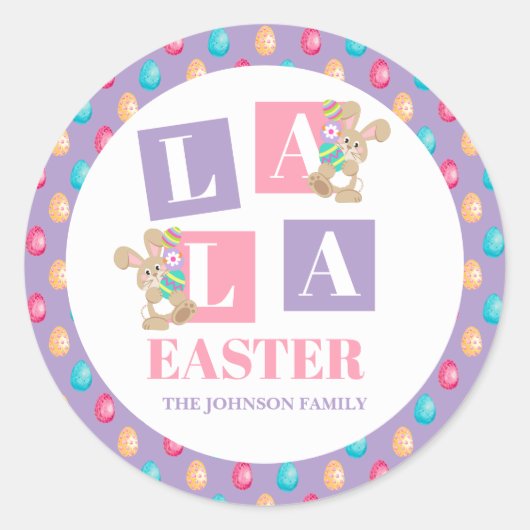 La La Easter Bunny Egg Hunt ラウンドシール (正面)