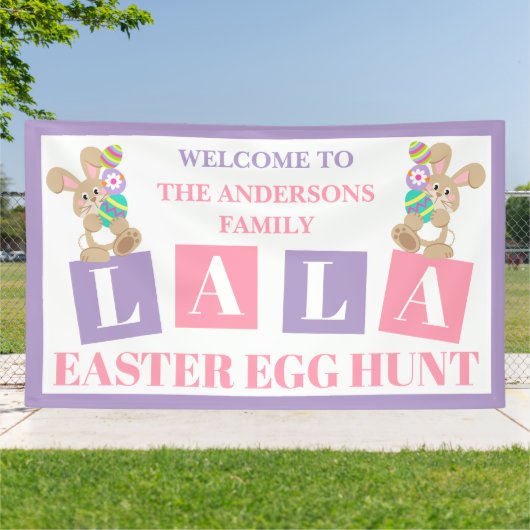 La La Easter Bunny Egg Hunt Banner 横断幕 (外側)