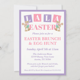 La La Easter Bunny Egg Hunt Invitation 招待状