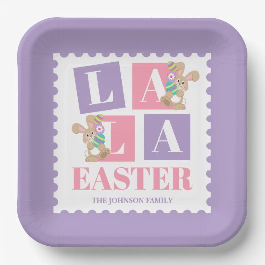 La La Easter Bunny Pastel Party Plates ペーパープレート (正面)