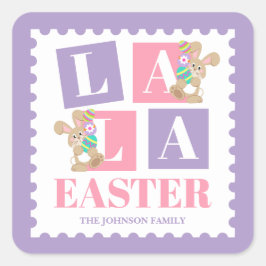 La La Easter Bunny Pastel Sticker スクエアシール