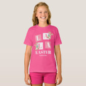 La La Easter Cute Bunny Pink Girls  Tシャツ (正面フル)