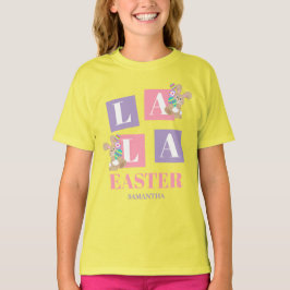 La La Easter Cute Bunny Yellow Girls Tシャツ