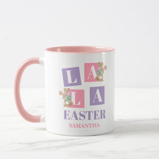La La Easter Cute Spring Bunny Mug マグカップ (左)