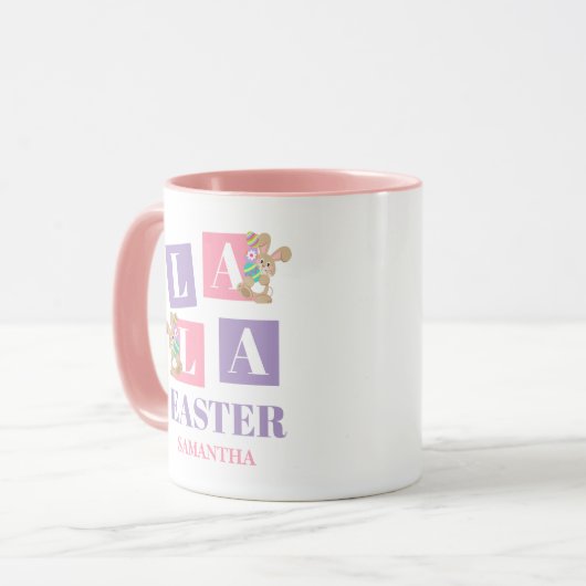 La La Easter Cute Spring Bunny Mug マグカップ (正面左)