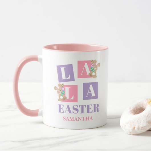 La La Easter Cute Spring Bunny Mug マグカップ (ドーナツ)