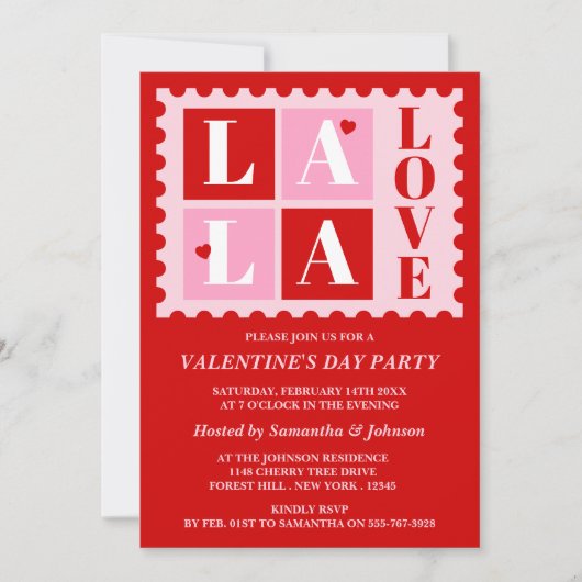 La La Love Valentine’s Day Party Invitation 招待状 (正面)